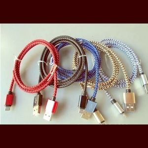 6ft long charging cables gold/black/red/blue/silvr